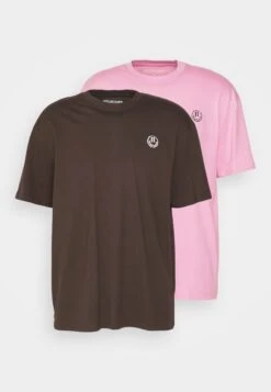 YOURTURN Unisex 2 Pack - Print T-Shirt - BrownPink -Yourturn 082ccdc8e8804e22bd05332c3ea33b6f