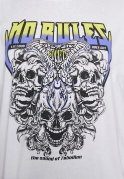 YOURTURN Rule Skull Graphic Tee Unisex - Print T-Shirt - White -Yourturn 38058aa46a744b1d840b5599082d9305