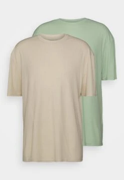 YOURTURN Unisex 2 Pack - Basic T-Shirt - Offwhite/Light Green -Yourturn 385da18b020f4ae48131c78f1c3ddf07