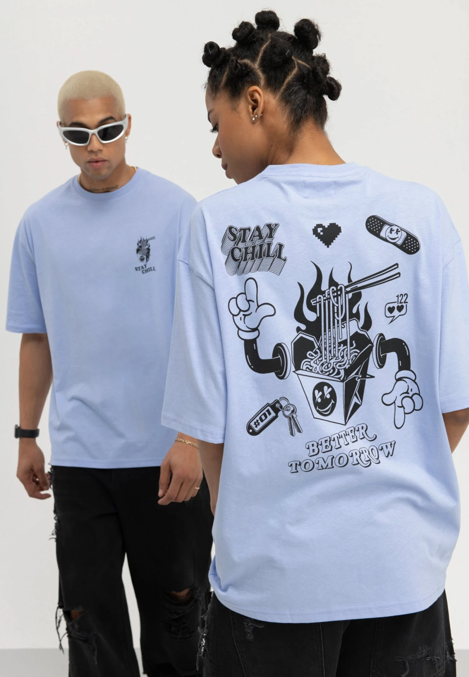 YOURTURN Unisex - Print T-Shirt - Light Blue 3 YOURTURN Unisex - Print T-Shirt - Light Blue