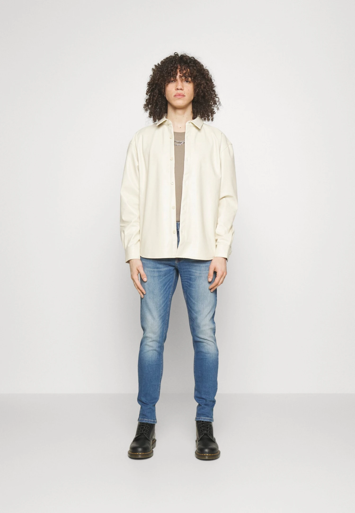 YOURTURN Unisex - Faux Leather Jacket - Beige 4 YOURTURN Unisex - Faux Leather Jacket - Beige - Image 2