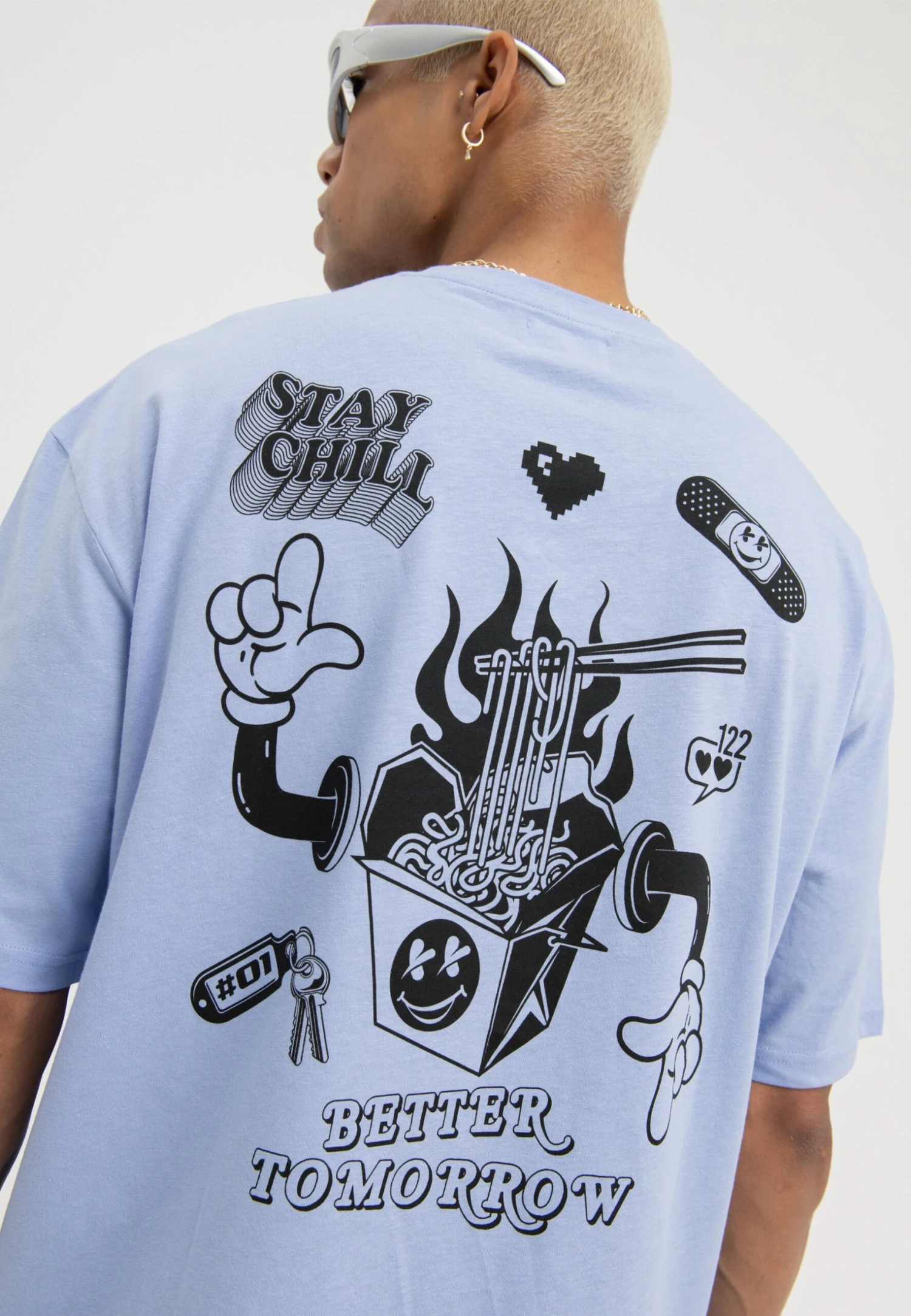 YOURTURN Unisex - Print T-Shirt - Light Blue 6 YOURTURN Unisex - Print T-Shirt - Light Blue - Image 4