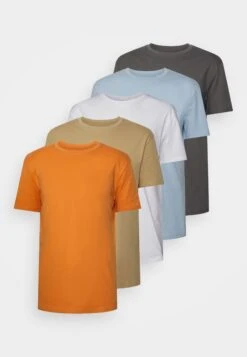 YOURTURN Unisex 5 Pack - Basic T-Shirt - White/Apricot/Light Blue -Yourturn ac01883394f243b19aa4c83fb52974fc