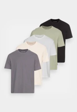 YOURTURN Unisex 5 Pack - Basic T-Shirt - Dark Grey/White/Beige -Yourturn ad4b65fc9a1a4ee292e39d99f7fd81fb