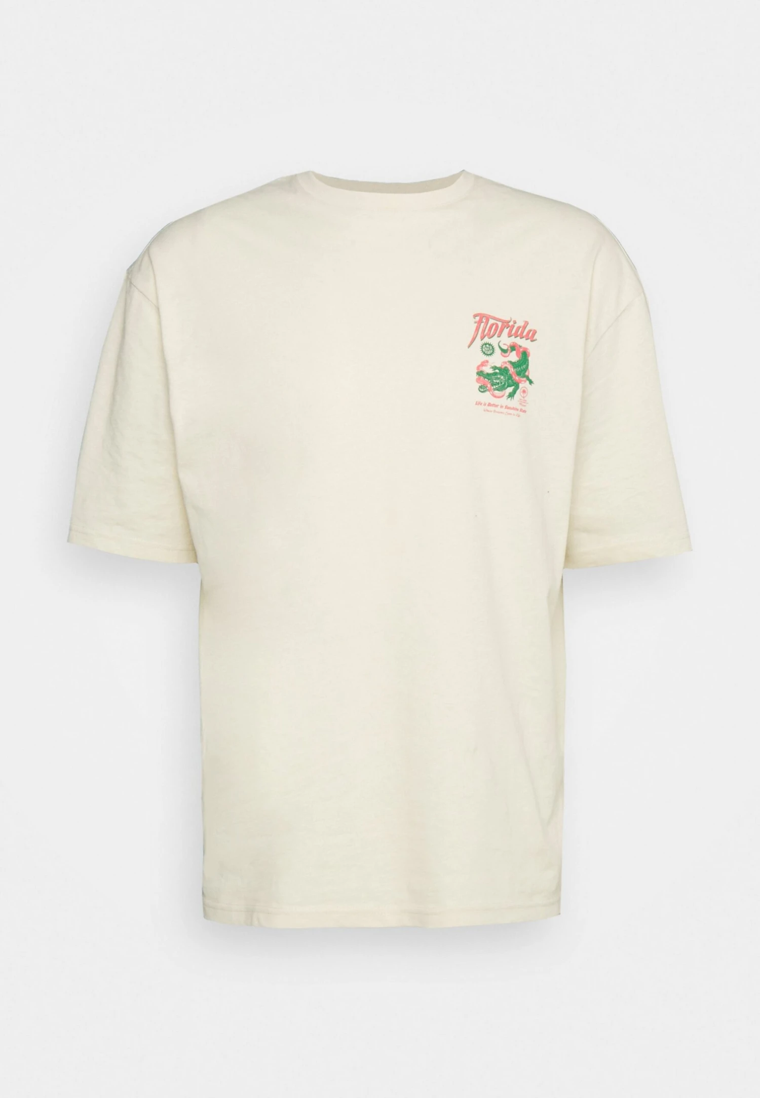 YOURTURN Crocodile Florida Graphic Tee Unisex- Print T-Shirt - Beige 6 YOURTURN Crocodile Florida Graphic Tee Unisex- Print T-Shirt - Beige - Image 4